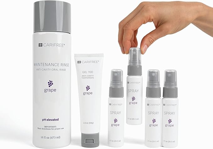CariFree Maintenance & Prevention Starter Kit, Grape | Anti-Cavity Fluoride Toothpaste & Mouthwash Freshens Breath and Moistens Mouth | Dentist Recommended for Oral Care (3 Piece Set)