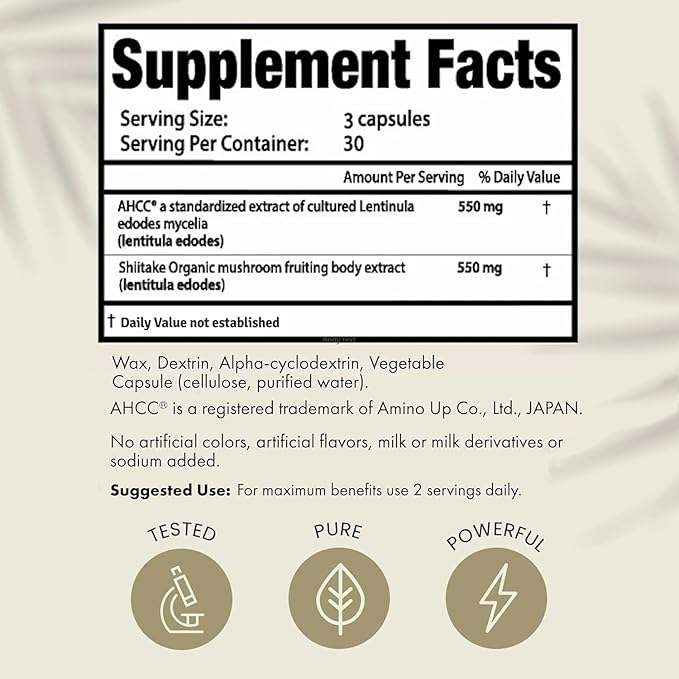 HPD Rx Premium AHCC & Shiitake Mushroom 1100 mg per Serving Supplement, Natural Immunity Booster, Maintains Natural Killer Cell Activity | AHCC is Proven in 30+ Studies | 90-Day Supply, 3-Pack
