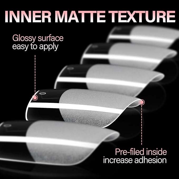 AILLSA Medium Square Fake Nail Tips 240Pcs Square Press on Nails Pre-Shaped Gelly Nail Tips, Half Matte Full Cover Clear Acrylic Gel Kit for Nail Extension Salon DIY at Home 8 Sizes False Tips