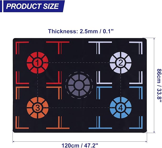 Patikil Basketball Training Mat - Rubber Basketball Footstep Pad Non-Slip Training System with Point Reminder and Pace Ball Control Player Foot Grip