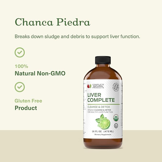 Liver Complete 16oz Support Liquid – Milk Thistle, Chanca Piedra & Dandelion Root – Herbal Cleanse Supplement – Non-GMO, Organic Ingredients