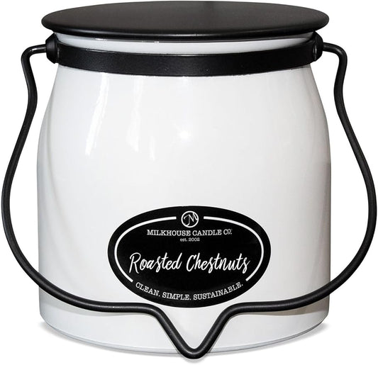 Milkhouse Candle Company - Roasted Chestnuts - Creamery Collection - 16oz Double Cotton Wick Soy Candles with Beeswax - Long Burn Time, Made in The USA - Non Toxic, Premium Scented Candles