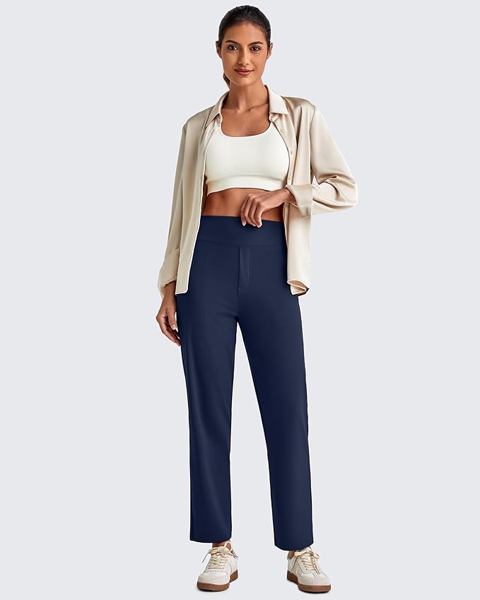 G4Free ShiftReady Womens Ankle Dress Yoga Pants with Pockets Stretchy Business Casual Slacks Work Trousers Travel Pant