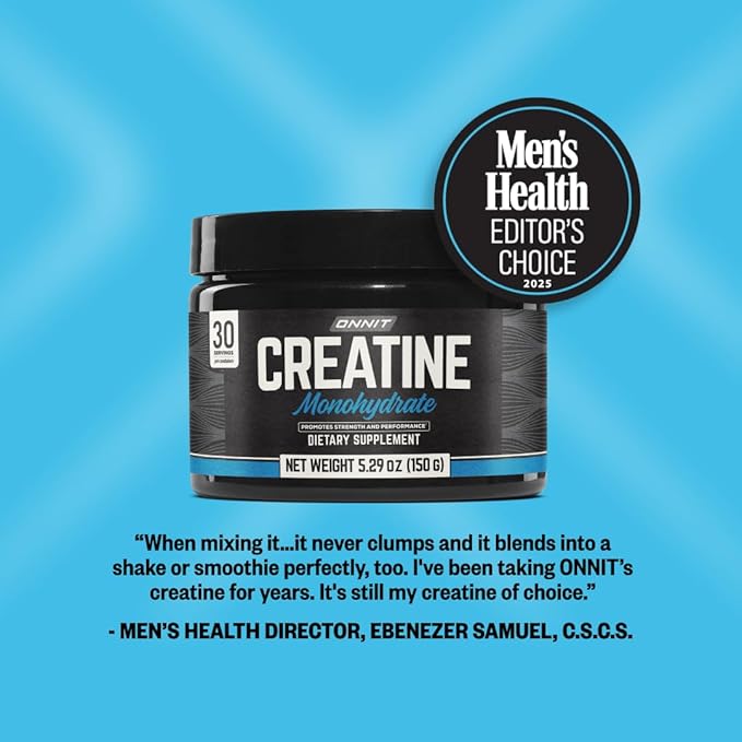 ONNIT Creatine Monohydrate Powder – 5g Premium Creatine for Muscle Strength, Power & Lean Mass, Supports Brain Health & Cellular Energy, Unflavored, 30 Servings, 5.29 oz