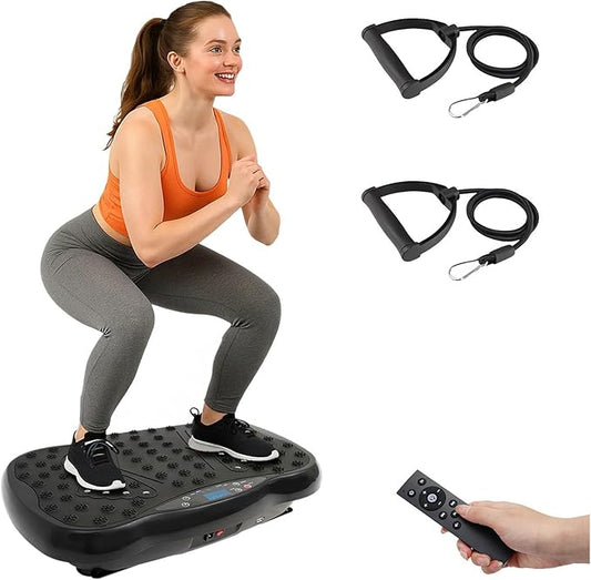 ALSO GO Vibration Plate Exercise Machine, 120-Level & 3 Workout Modes Vibration Board for Weight Loss/Lymphatic Drainage, 400lbs Capacity with Resistance Bands, Full Body Platform for Home Fitness