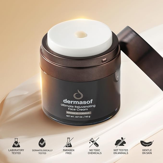 Dermasof Ultimate Rejuvenating Moisturizer Face Cream with Hyaluronic Acid & Bakuchiol, Anti Aging, Anti Wrinkle, Antioxidant, Anti Glycation,Firming and Elasticity, Barrier Repair, 1.67 Fl Oz