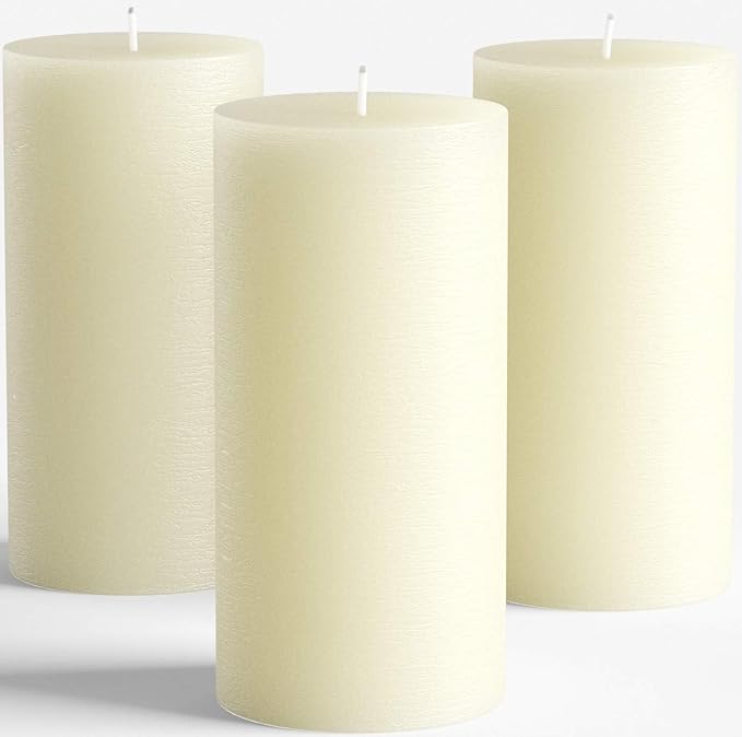 Melt Candle Pillar Candles, 3 Pack - Unscented Candles for Home, Church, Weddings, & More - 3" x 6", Ivory