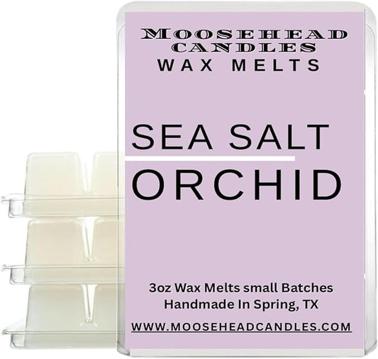Sea Salt & Orchid Wax Melts – 4 Pack Soy Blend Wax Tarts – Fresh Floral & Coastal Scent – Long Lasting Strong Fragrance – People & Pet Safe – Hand Poured in Texas