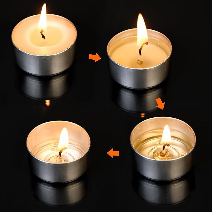 100-Pack Pure Beeswax Tealight Candles in Aluminum Cups - 4-5 Hour Burn Time, Lead-Free Cotton Wick, Natural Unscented Candles，White