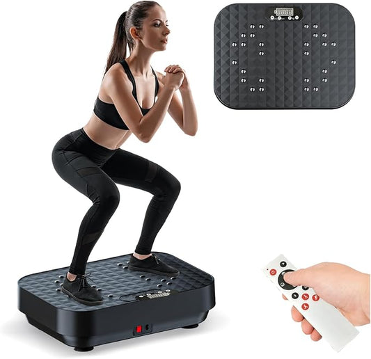 TODO Vibration Plate Exercise Machine Whole Body Vibration Machine with Remote Control for Pain Relief, Lymphatic Drainage, Weight Loss(3 Resistance Loops/Resistance Bands)