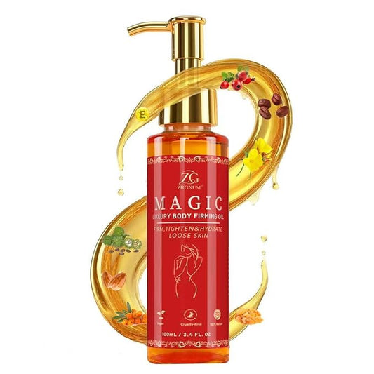 Magic Body Firming Oil for Crepe Skin, 8 Natural Plant Cold-Pressed Oils, Hydrating Care for Full Body that Plumps, Tightens, and Nourish Dry Skin, After Shower Body Oil for Women