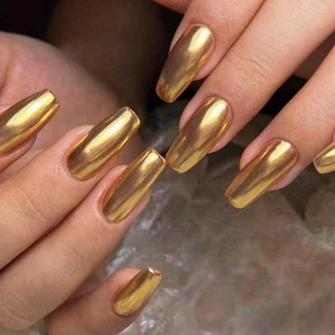 Holographic Mirror Gold Chrome Nail Powder Kit Effect Pure Metallic Dust Sequins UV Gel Gold Nail Chrome Powder Set Pigment for Nail Art Decoration