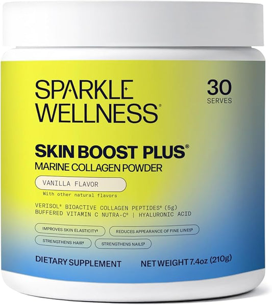 Marine-derived VERISOL Bioactive Hydrolyzed Collagen Peptides | Collagen Powder Supplement with Vitamin C & Hyaluronic Acid | Marine Skin Boost Plus (Vanilla) [30-Serves]