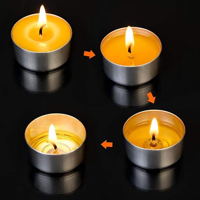 100-Pack Pure Beeswax Tealight Candles in Aluminum Cups - 4-5 Hour Burn Time, Lead-Free Cotton Wick, Natural Unscented Candles