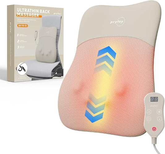 Back Massager, Ultrathin Rolling Up and Down Back Massage with Heat 4D Kneading & Red Light Therapy for Pain Relief Deep Tissue,Shoulder Massager Gift for Men Women Parents Relaxation at Car,Khaki