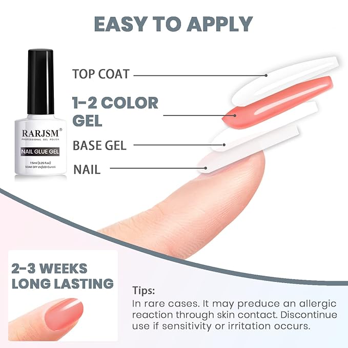 RARJSM Jelly Gel Nail Polish Set, Translucent Neon Nail Polish 6 Color Pink Green Blue Purple Yellow Orange Gel Nail Art 10 Sizes Long Fake Nails