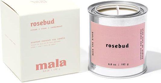 MALA Rosebud Cream Cedarwood & Rose Candle for Home – Aromatherapy Scented Candle – Vegan Soy – 45 Hour Clean Burn – Organic Non Toxic Candles – Cozy Room Decor – 6.8 oz