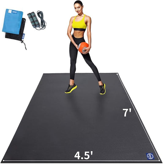 MRO Extra Large Exercise Mat For Home Gym, 8'x4.5'/7'x4.5'/6'x4.5'(7mm) Workout Mats for Gym Flooring, Non-Slip, Extra Thick Durable Cardio Mat, Ideal for Plyo, Weights, MMA, Jump Rope -Shoe Friendly