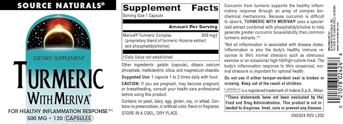 Source Naturals Turmeric with Meriva, 500mg - 120 Tablets