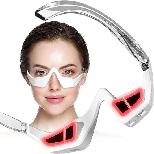 Under-Eye Red Light Therapy Device, Red Light Therapy Glasses Microcurrent Eye Massager Red Light Eye Mask for Eye Bags Dark Circles Puffiness Wrinkles Fine Lines
