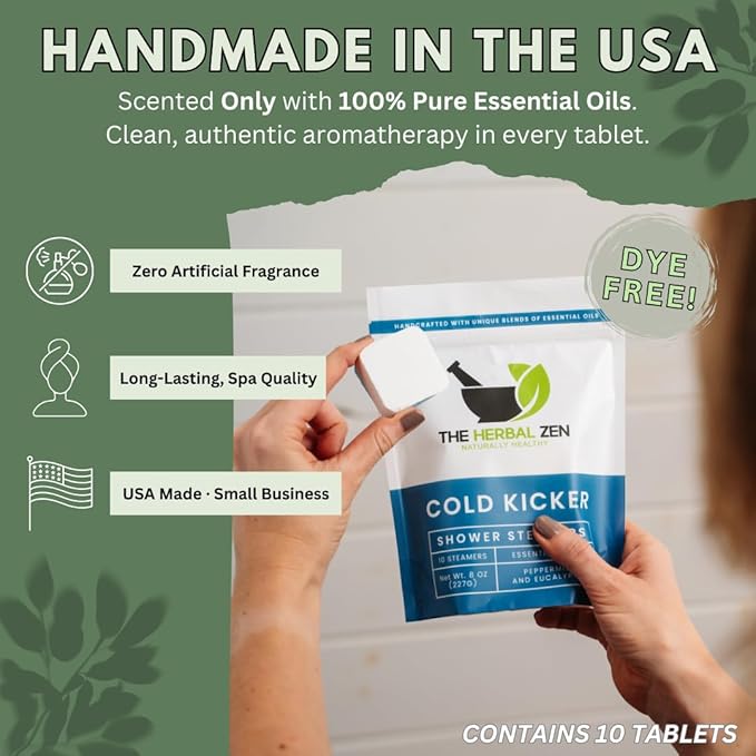 Cold Kicker Shower Steamers Aromatherapy, Eucalyptus Shower Steamer, Shower Bombs Made in The USA, Menthol Shower Steamer, Self Care Gifts, Mothers Day Gift, Shower Steamers for Women and Men