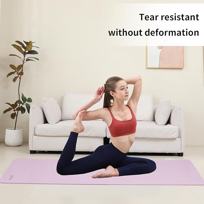HAHE Yoga Mat Thick (8MM,1/3"), Eco-Friendly POE Non Slip Yoga Mat, High Rebound & Shock Absorption, Anti-Tear & Sweat-Resistant for Yoga, Fitness, Home, Workouts, Large Pilates Mats 72"x24" with Carrying Strap