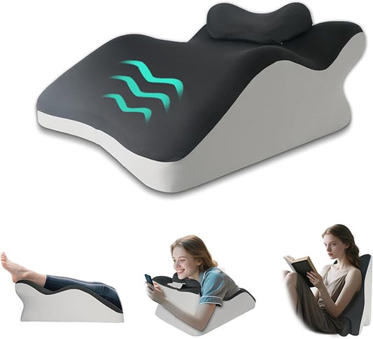 Ergonomic Wedge Prone Pillow,Multi-Functional Bed Pillow,Reading Pillow,Ideal for Bed Breaks,Massage,Reading,Back Support,Sleeping,Anti Snoring, and Leg Pain Relief