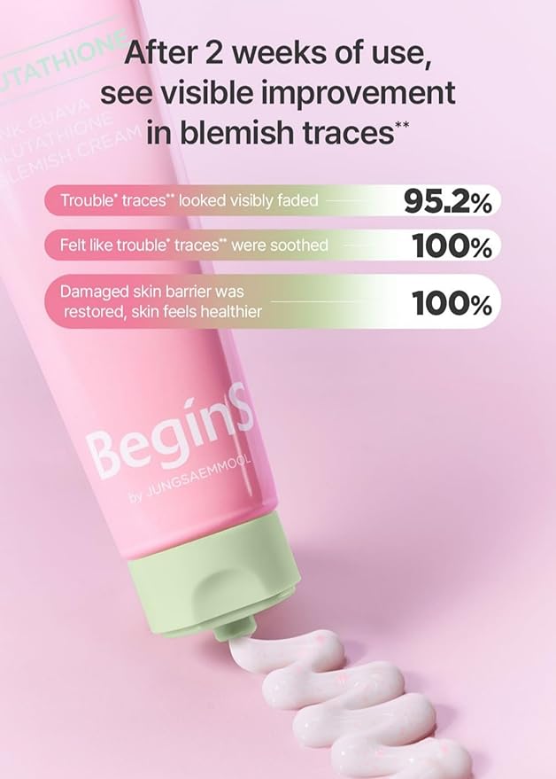 Pink Guava Glutathione Blemish Cream 1.7 Fl Oz, Facial Moisturizer with 99% Pure Glutathione, Niacinamide and Vitamin C, Lightweight Hydration, Korean Skincare for Daily Use