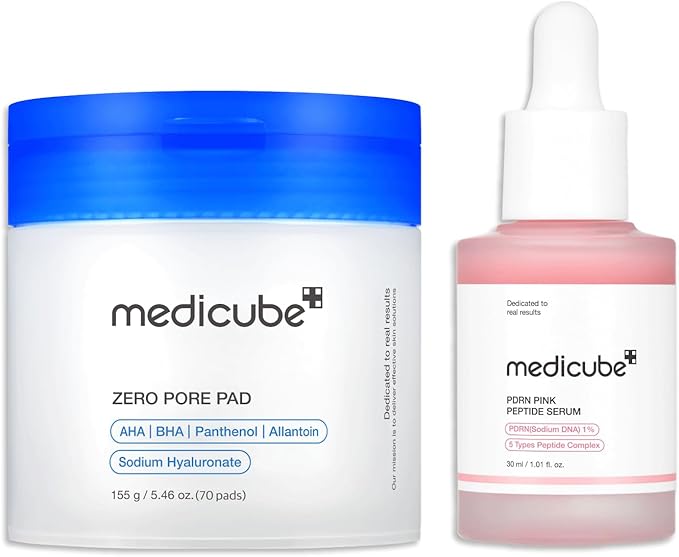 medicube For All Skin Tpyes Duo: medicube Zero Pore Pads 2.0 and Salmon DNA PDRN Pink Peptide Serum
