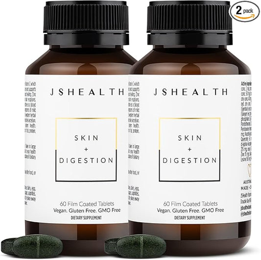 JSHealth Vitamins Skin and Digestion Formula Skin Vitamins | Clear Skin Supplement with Zinc for Acne | Acne Supplements for Clear Healthy Skin | Acne Treatment for Teens and Adults | 120 Count