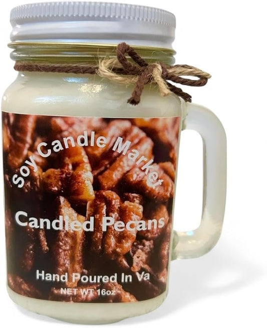 Soy Scented Candles | Handmade & Highly Aromatic Candles Burns Upto 85 Hours in Glass Jar - Perfect for Home Decor, Wedding, Birthday, Dinner (Candied Pecans, 16 oz)