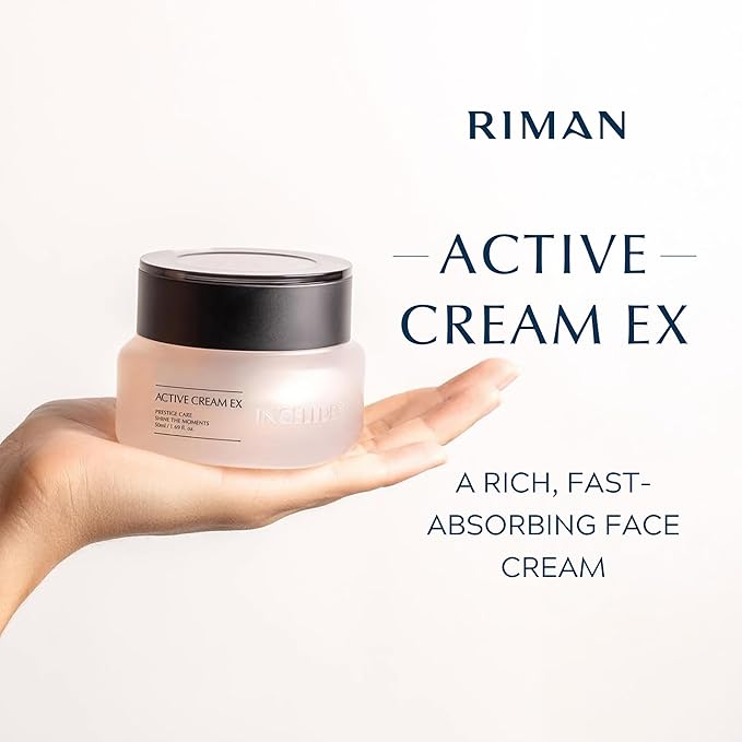 Riman Active Cream EX | Moisturizer with Korean Grown BYoungPool Leaf | Fast Absorbing & Non Greasy | Hydrating Face Cream for Sensitive Skin | Cruelty Free & Sustainable | Skin Firming Skin Care