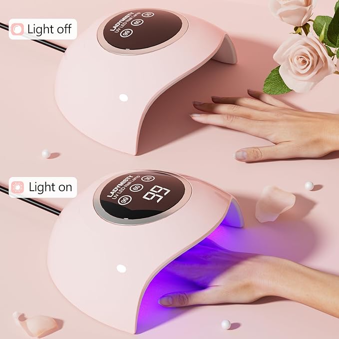 72W UV LED Nail Lamp, 2026 New Upgrade UV Light for Gel Nails with 18 Beads, 3 Timer Nail Dryer, LCD Display, Auto Sensor, Professional Nail Lamps for Gel Polish – Perfect Christmas Gifts, Pink Lamp