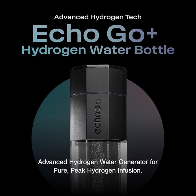 Echo Go+ Hydrogen Water Bottle - Hydrogen Infusion Technology - Rechargeable Water Bottle - SPE & PEM Purification - Active Hydration Support for Skin Health & Immune Function - 10 oz