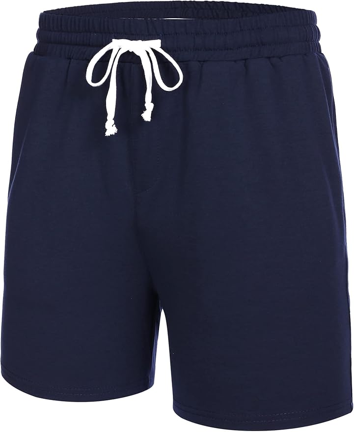 Deyeek 5.5 Inch Mens Pajama Shorts Sleep Cotton Lounge PJ Lightweight Elastic Waist Drawstring Nightwear Bottom with Pockets