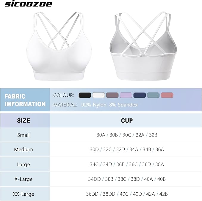 Women's Cross Back Sports Bra Padded Strappy Medium Support Yoga Bra for Workout Fitness 3 Pack