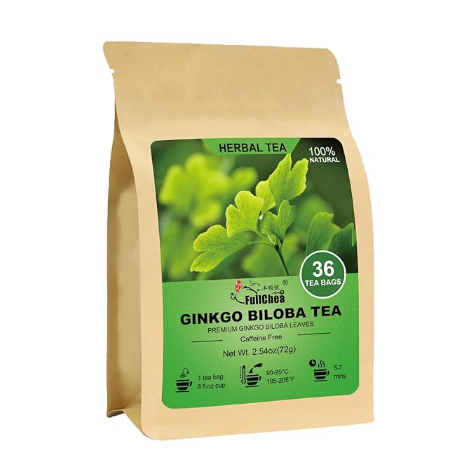 FullChea - Ginkgo Biloba Tea Bags, 36 Teabags - Premium Dried Ginkgo Biloba Leaves - Non-GMO - Caffeine-free - Support Memory & Focus