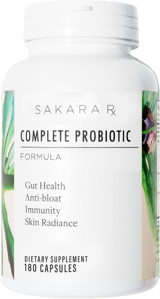 Sakara Complete Probiotic - Prebiotics and Probiotics for Women Digestive Health Supplements, Supports Bloating, Immune System & Skin Radiance, Gut Health for Women with 3 Billion CFU's - 180 Capsules