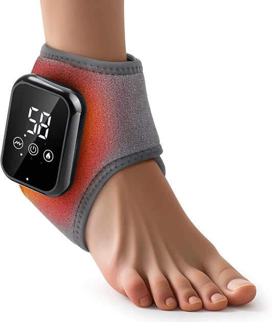 Ankle Massager for Pain Relief, Heating Pad for Ankle and Foot with 2000mAh Rechargeable, Thermal Wrap for Achilles Tendon