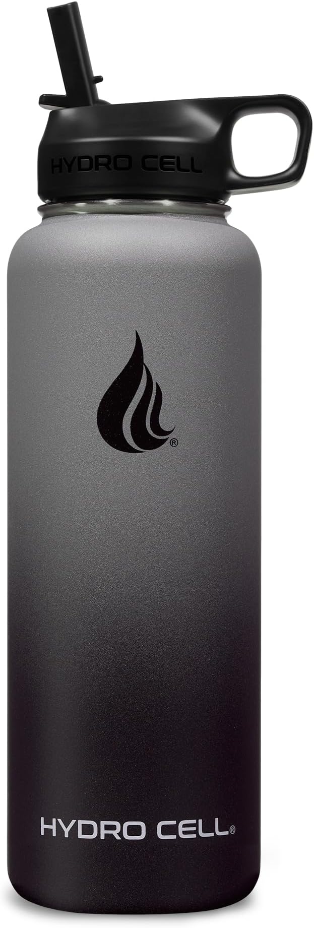 HYDRO CELL Stainless Steel Insulated Water Bottle with Straw - For Cold & Hot Drinks - Metal Vacuum Flask with Screw Cap and Modern Leakproof Sport Thermos for Adults (Graphite/Black 40oz)