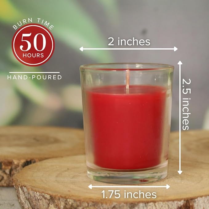 Simply Soson Apple Spiced Fall Scented Votive Candles, Bulk Set of 24 Red Cinnamon Candle, Apple Cinnamon Scented Candles for Fall Candles, Christmas, Xmas Candle Gifts for Women and Men