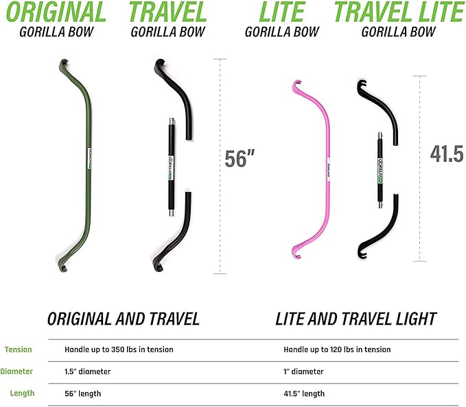 Gorilla Bow Original Portable Home Gym Resistance Bands and Bar System for Travel, Fitness, Weightlifting and Exercise Kit, Full Body Workout Equipment Set