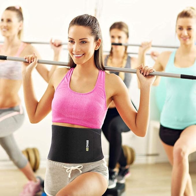 Bracoo Waist Trimmer Wrap,Sweat Sauna Slim Belly Belt for Men & Women-Abdominal Waist Trainer,Increased Core Stability, SE22