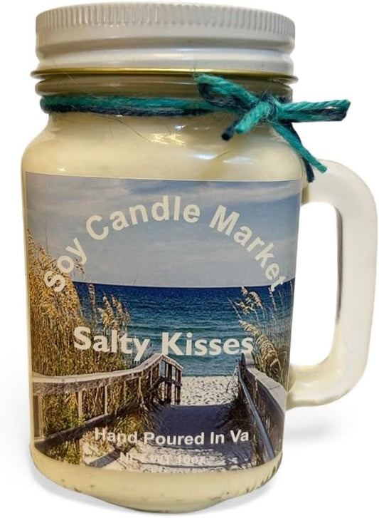Soy Scented Candles | Handmade & Highly Aromatic Candles Burns Upto 85 Hours in Glass Jar - Perfect for Home Decor, Wedding, Birthday, Dinner (Salty Kisses, 16 oz)