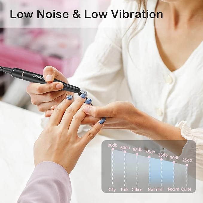 Professional Nail Drill Machine, Lavinda 35000RPM Electric Nail File for Acrylic Gel Nails, Cordless Portable Nail Drill Kit with Coreless Motor, Manicure Pedicure Shape Tools (Diamond, Pink)