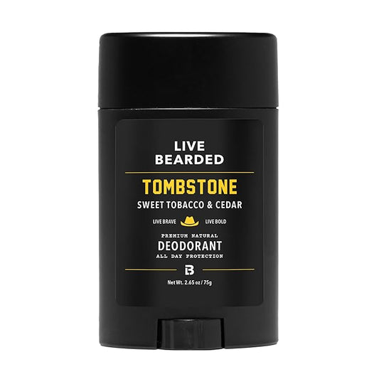 Live Bearded Men's Deodorant - Long Lasting, Aluminum Free, All Natural, Activated Charcoal Deodorant for Men, Travel Size - Tombstone, 1 Stick