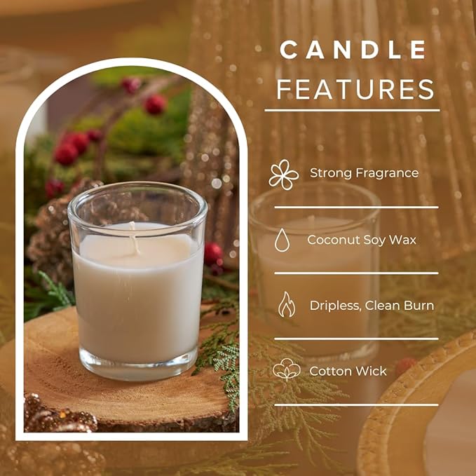 Simply Soson Vanilla Scented Votive Candles, Bulk Set of 24 White Scented Candle, Candles in Glass, 10 Hours Burn Ideal for Holiday, Fall, Autumn, Christmas, Xmas Candle Gifts for Women and Men