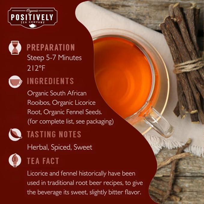 Organic Positively Tea Company, Root Beer Rooibos Tea, Loose Leaf, 16 Ounce