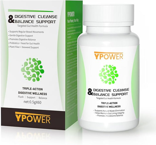 Colon Cleanse Detox Supplement – Triple Action Digestive Wellness, Natural Gut Support for Bloating & Constipation Relief, with Senna, XOS & Probiotic Yeast, 60 Vegan Capsules for Women & Men