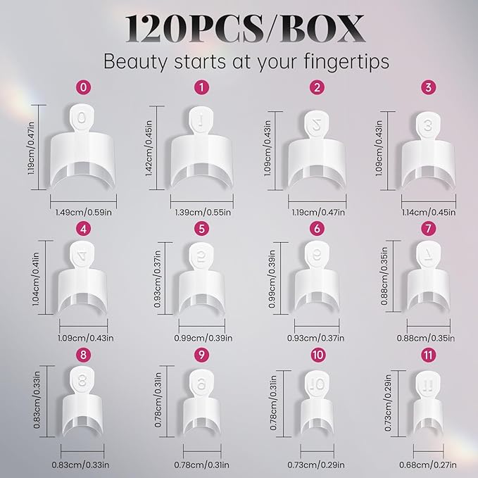 Krofaue French Nail Tips - 120PCS Acrylic White Fake Nails Art Tips 12 Sizes Half Cover False Nails Wrap Edge Square Nails with Case for DIY Nail Extensions